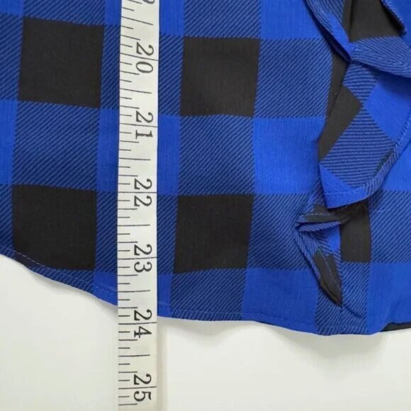 NWT Lauren Ralph Lauren Buffalo Check Ruffled Georgette Blouse Top - Picture 5 of 7